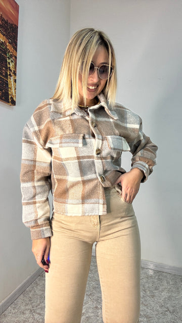 Cappotto Beige Quadri