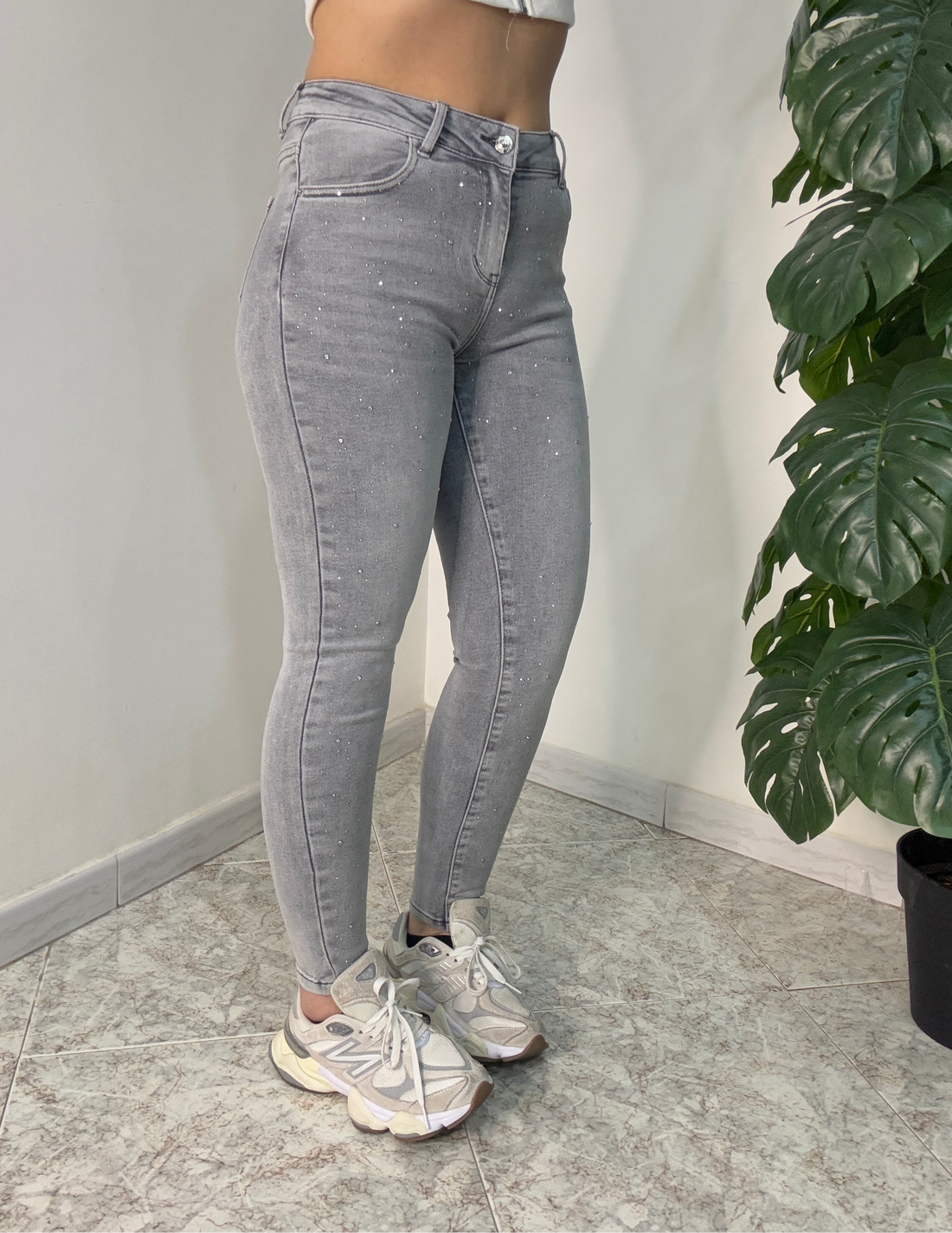 Jeans Grigio Brillantini