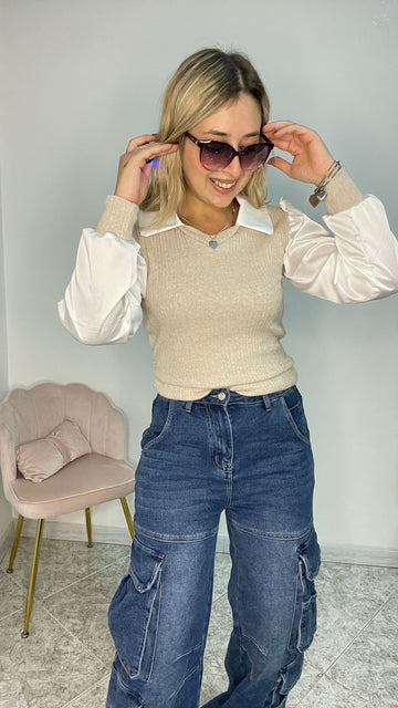 Maglioncino con finta camicia