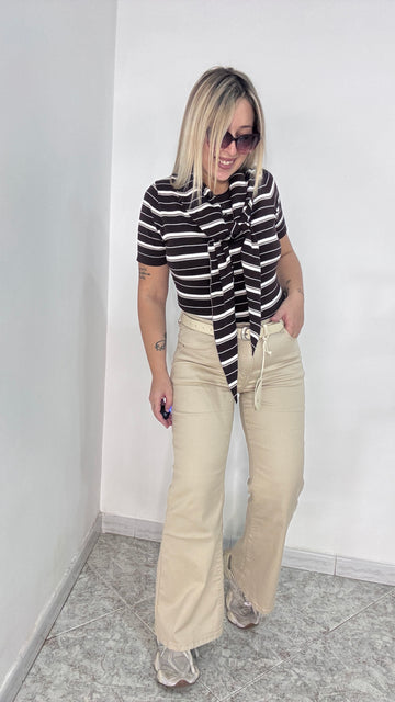 Jeans Beige Palazzo