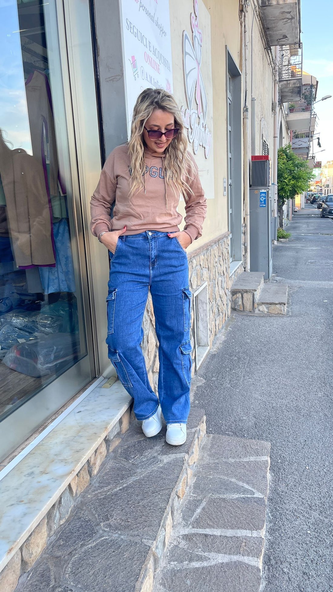 Jeans denim cargo