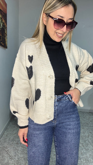 Cardigan con cuori