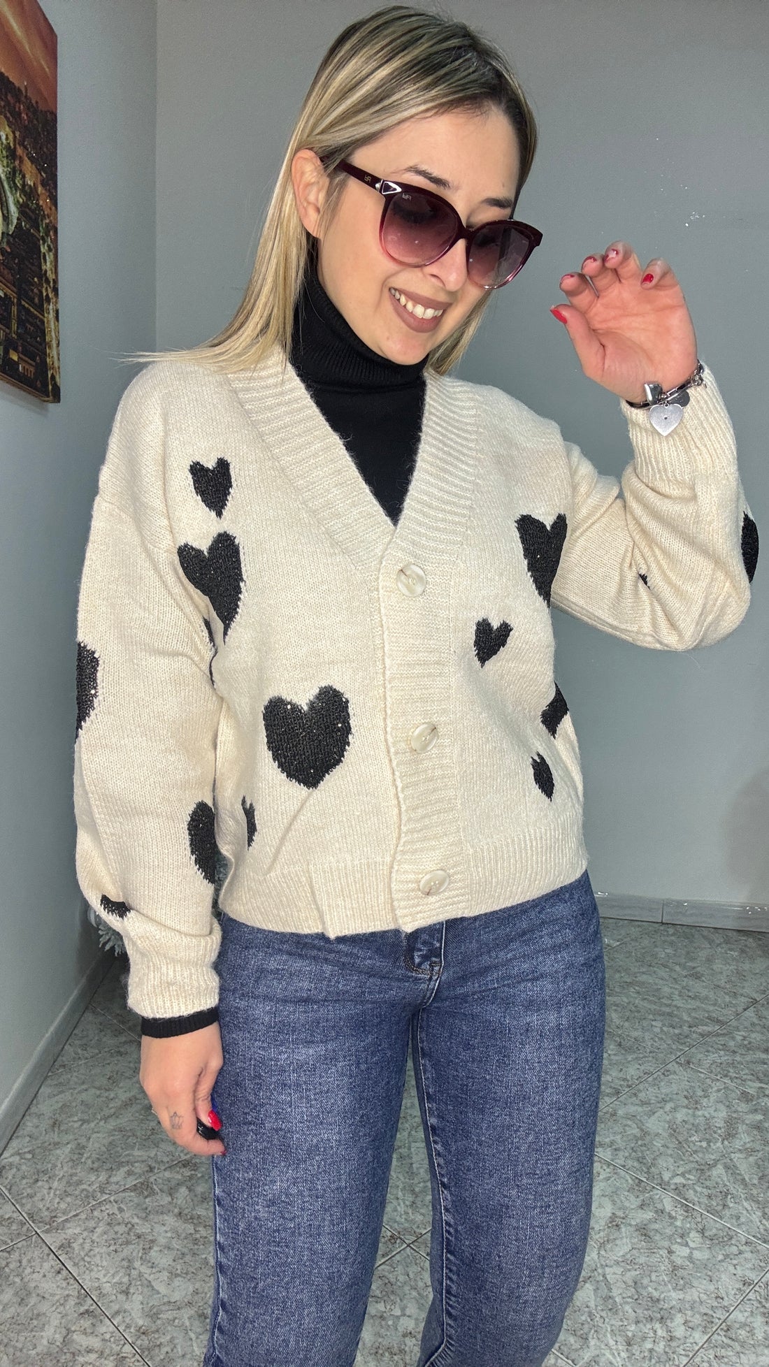Cardigan con cuori