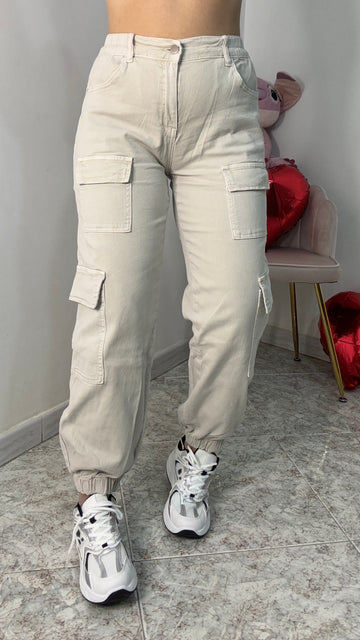 Jeans Cargo panna