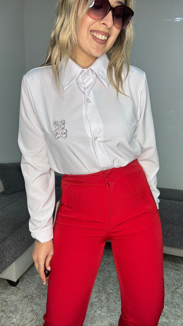 Camicia con orsetto in strass