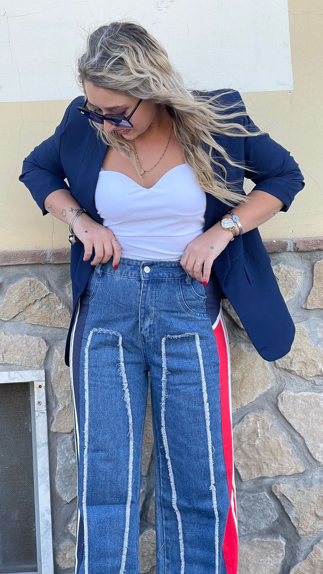Jeans con bande laterali